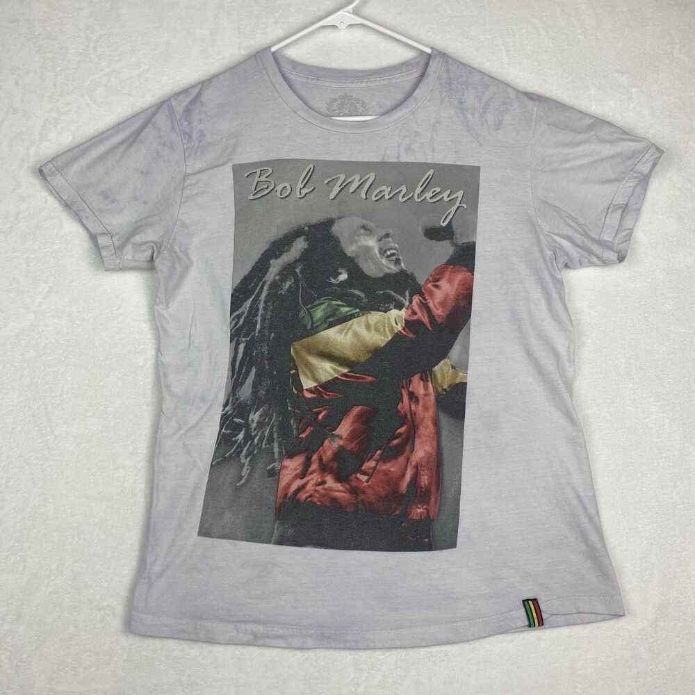 Bob Marley Graphic Shirt Adult Large White Short Sleeve Crewneck Casual